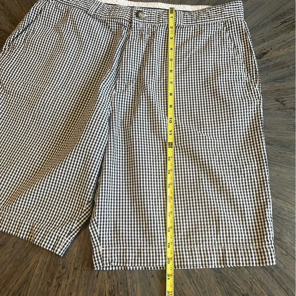 Vintage Lacoste Men’s Seersucker Gingham Checkered Shorts Black White Size 36‎